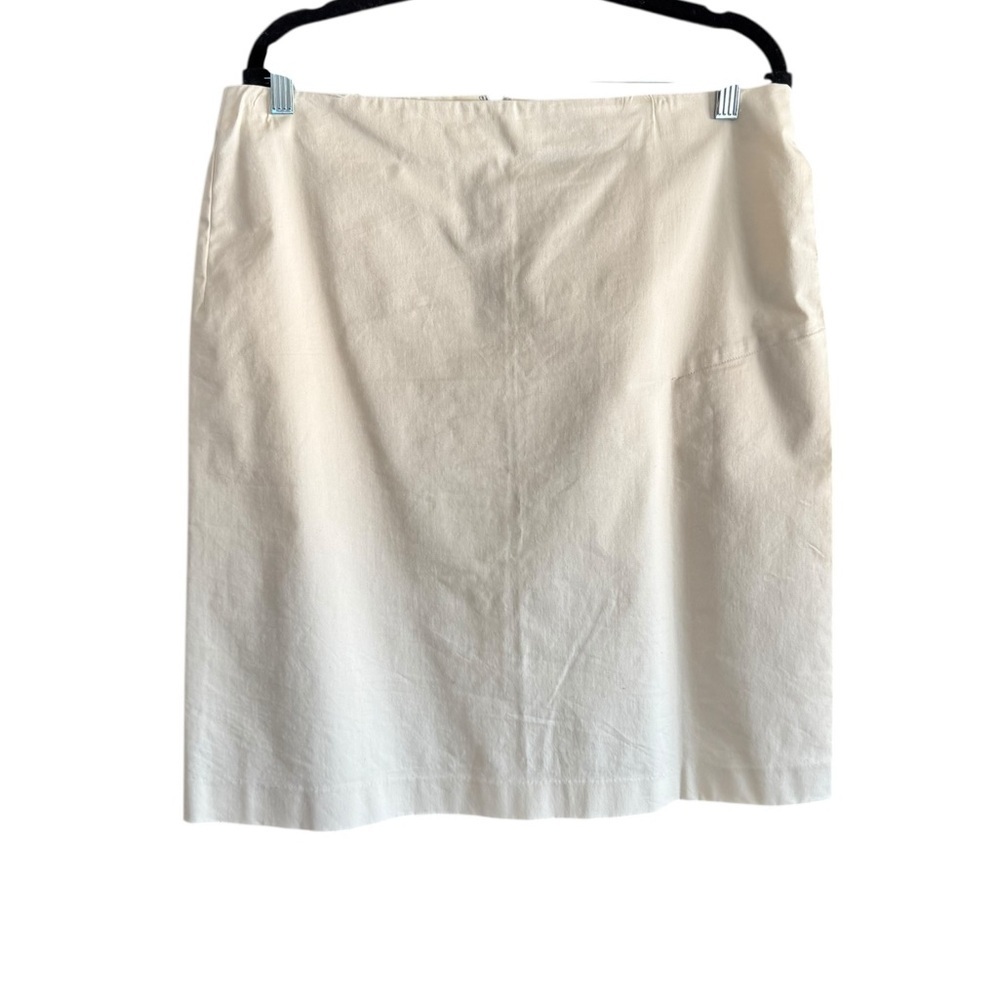 DKNY Ivory Pencil Skirt Size 14 Minimalist Quiet Luxury Coastal Chic Y54